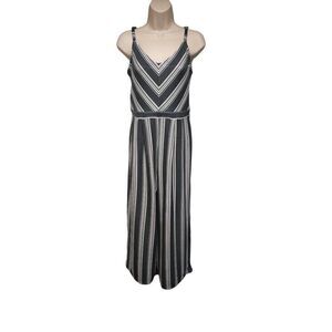 Xhilaration Gray Striped Midi Romper Size Medium